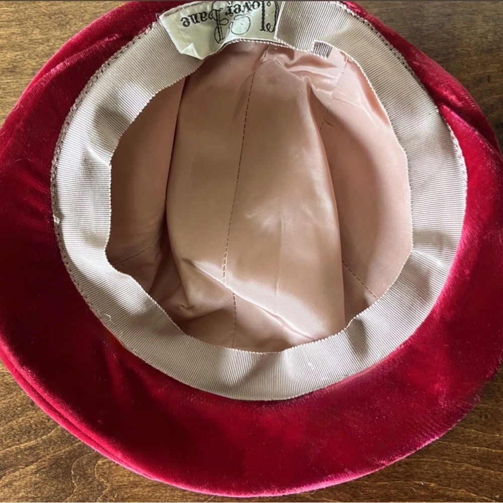 Clover Lane Vintage Velvet Beret - Small Billed Cap - Art Deco Era 30’s/40’s - Picture 4 of 7